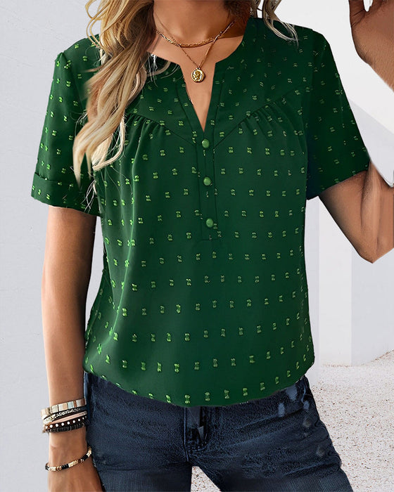 V-neck button down T-shirt