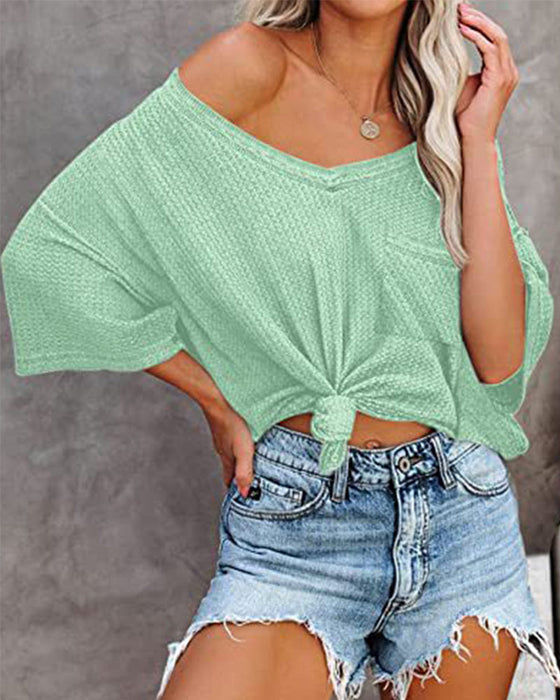 V neck pocket short sleeve t-shirt