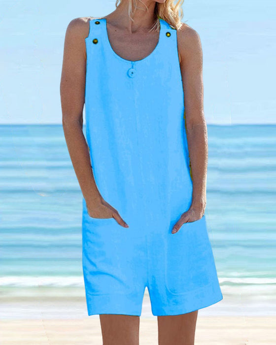 Solid Color Casual Jumpsuit