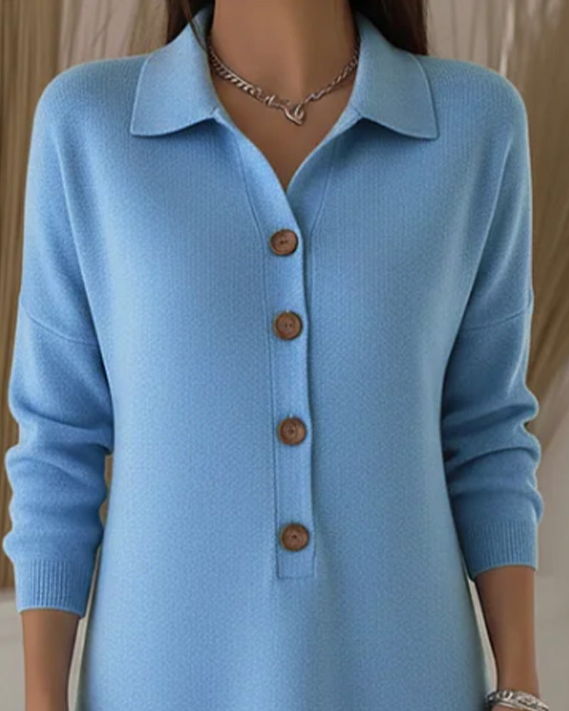 Fashionable Button-Down Lapel Dress