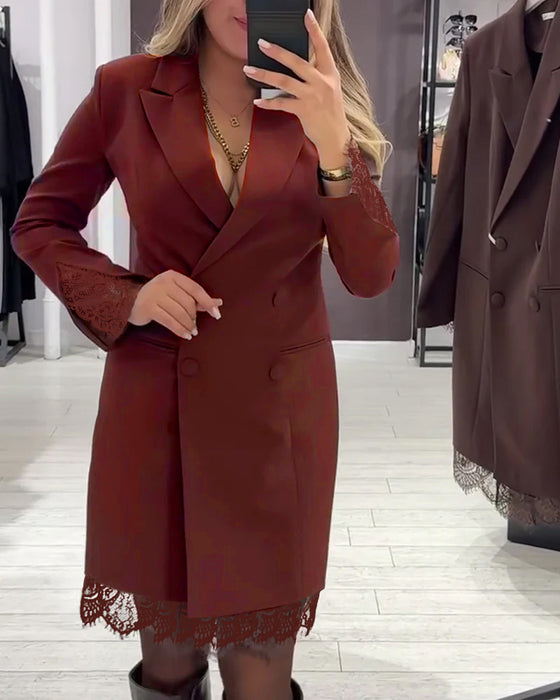 V-Neck Spliced Work Dress