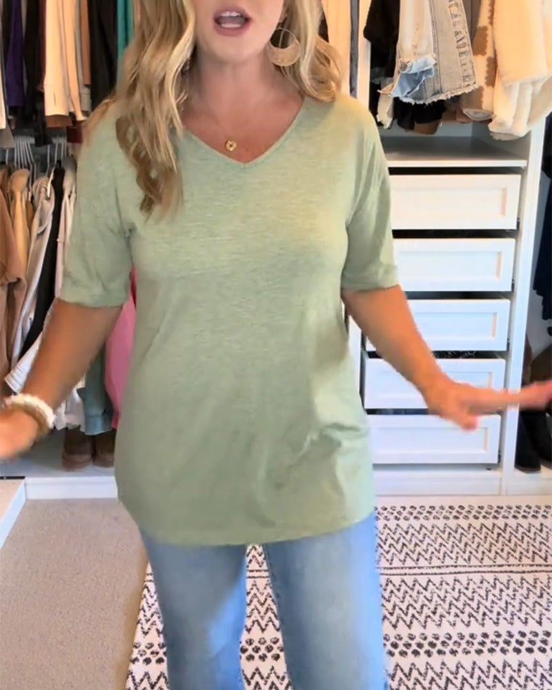 V-Neck Casual Short Sleeve T-Shirt
