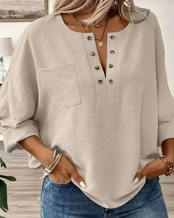 Solid Casual Long Sleeve Blouse