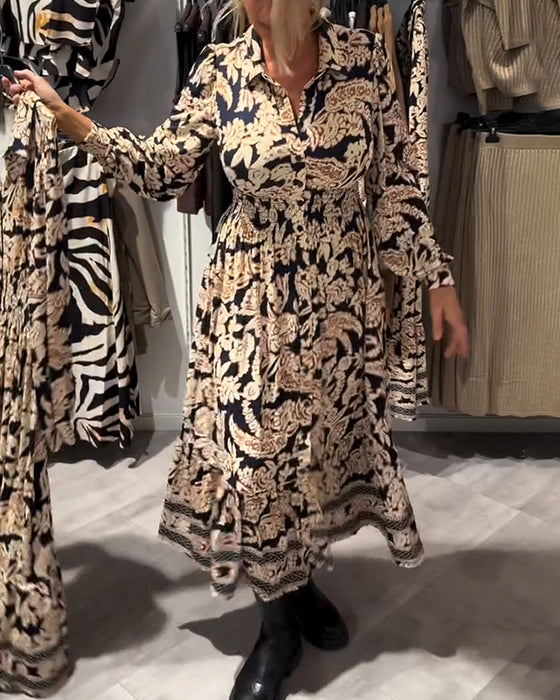 Lapel Print Fashion Dress