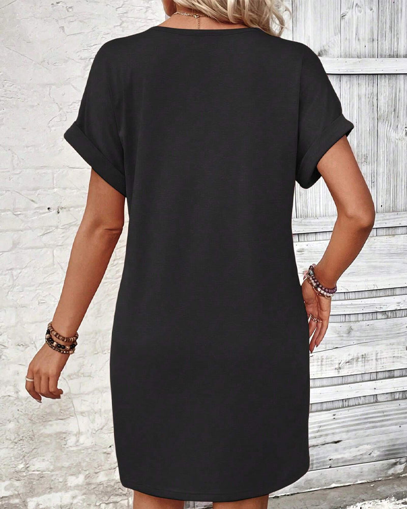 Versatile Buckle V-Neck Dress