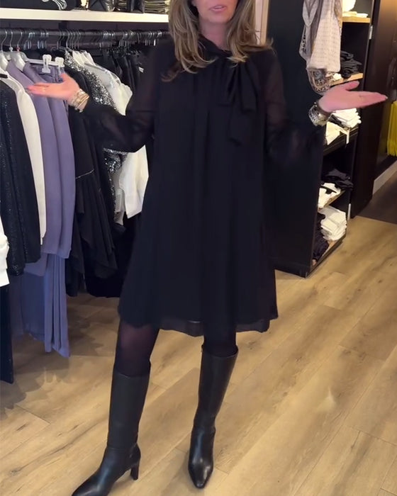 Solid color fashionable long sleeve dress