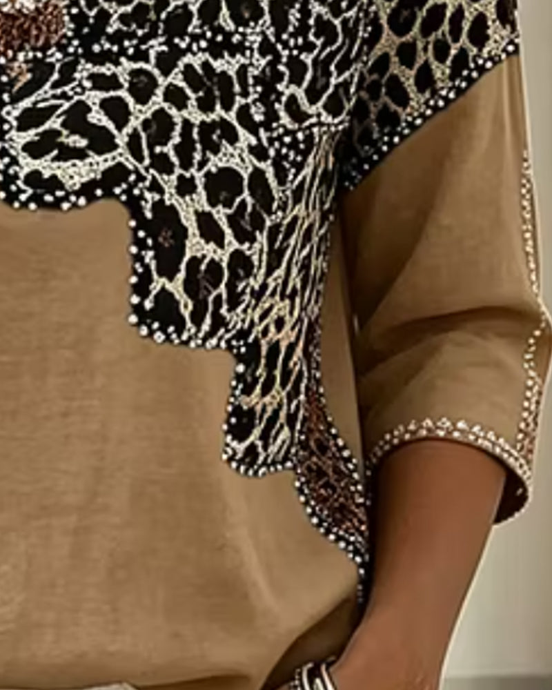 V-Neck Leopard Print Blouse