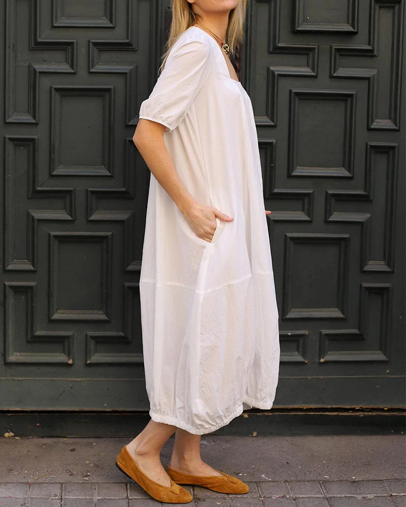 Square Neck Bubble Hem Dress