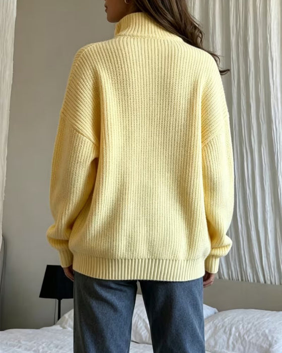 Half-Zip Stand Collar Stylish Pullover