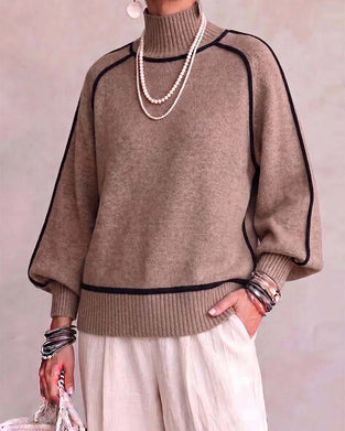 High Neck Line Lantern Sleeve Pullover