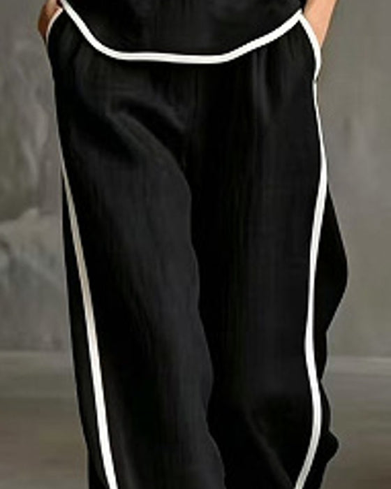 Sleeveless Black Trim Color Block Set