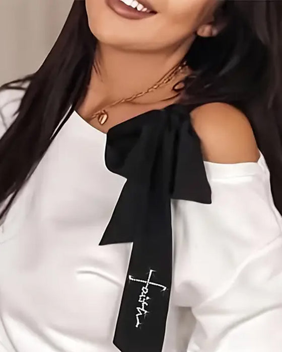 Solid Color Off-Shoulder Fashionable Sweatshirt