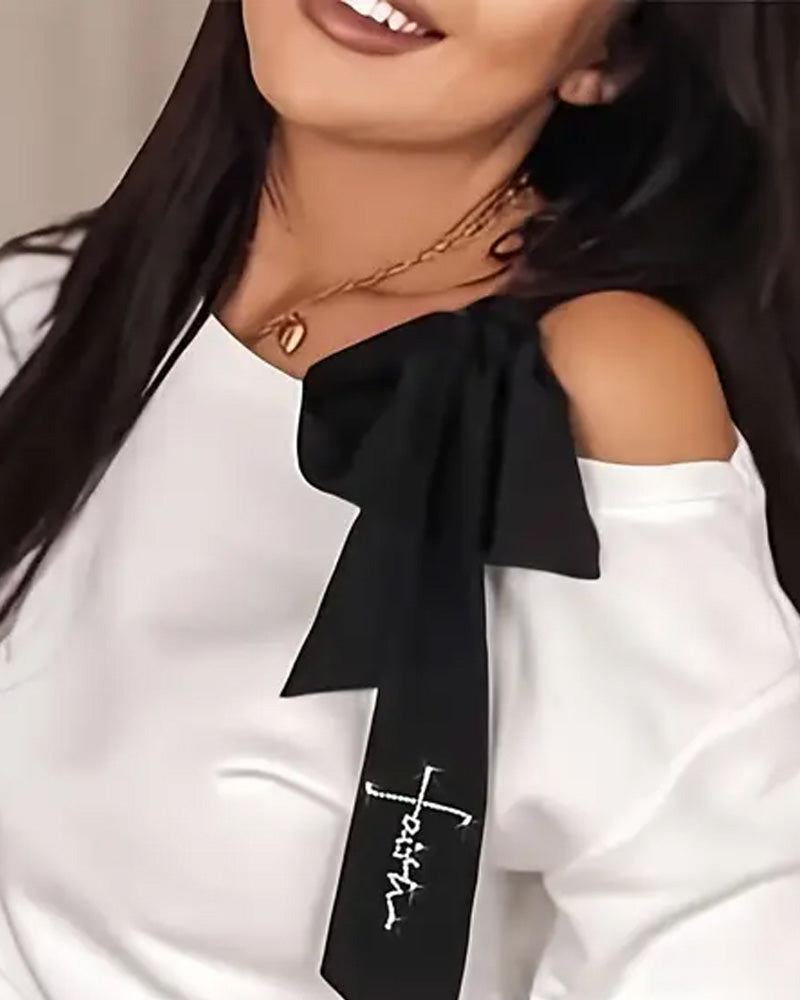 Solid Color Off-Shoulder Fashionable Sweatshirt