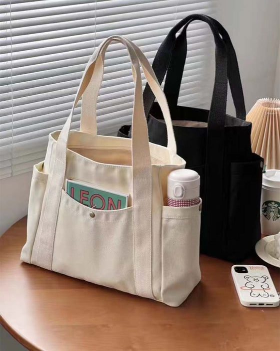 Large capacity canvas bag with double handles