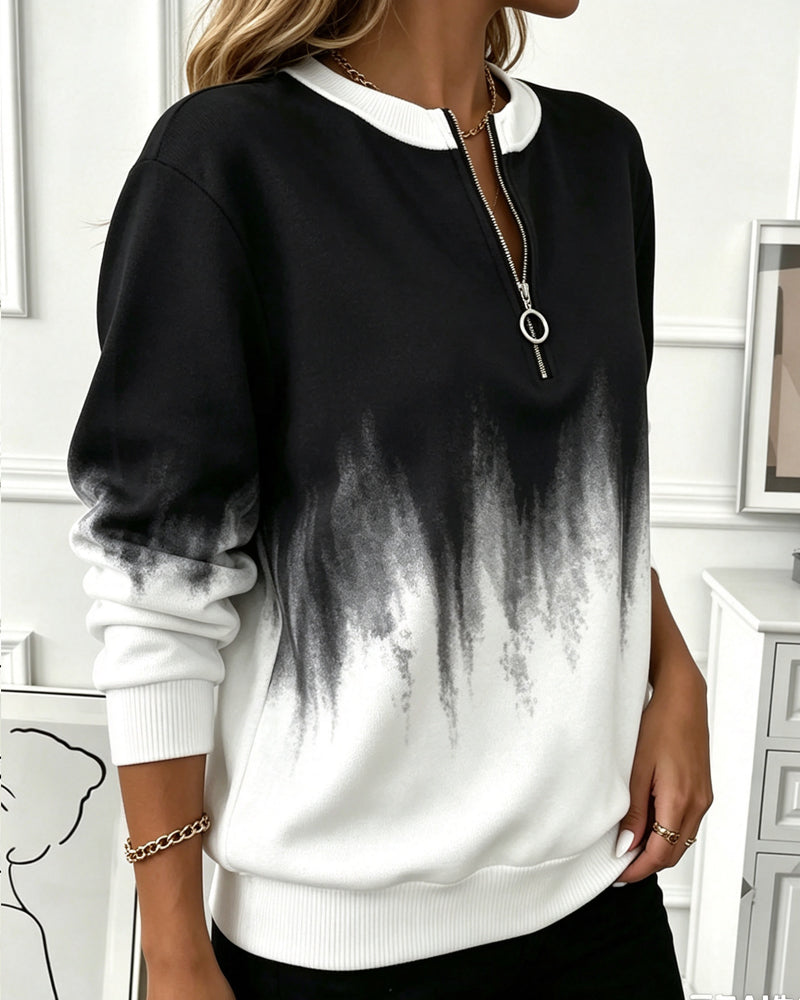 Casual Gradient Long-Sleeved Sweatshirt