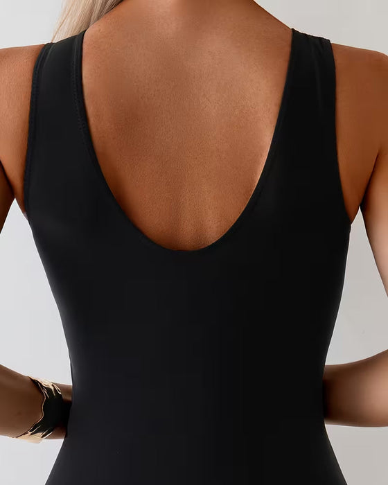 Flat-Angle Sports Vest One-Piece Swimsuit
