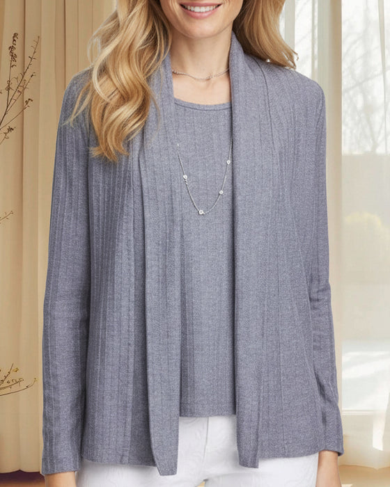 Scarf Collar Pit Strip Fake Two Piece Top