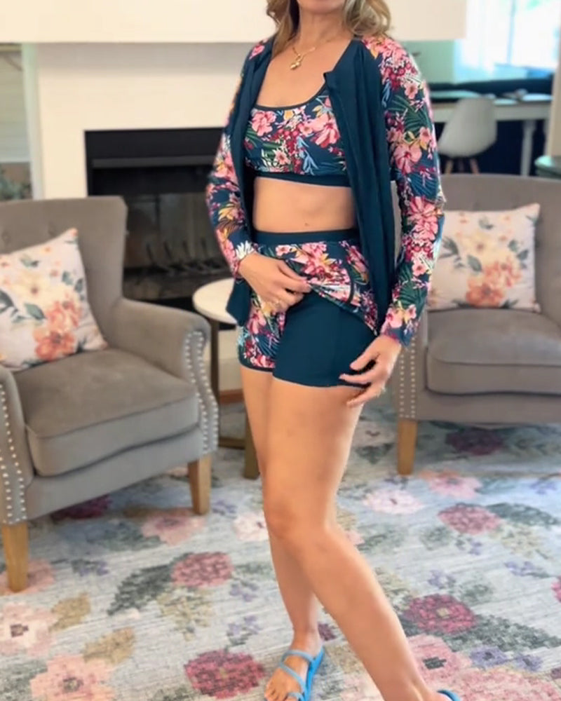 Sunscreen Three-Piece Tankini Set