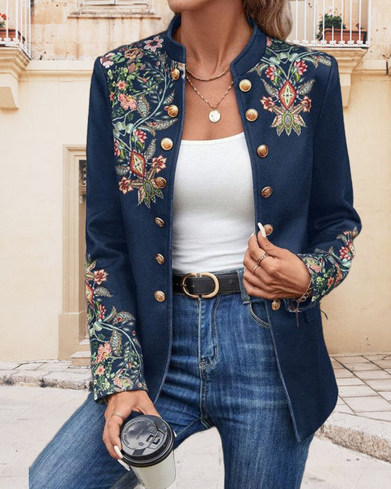 Printed double-breasted blazer