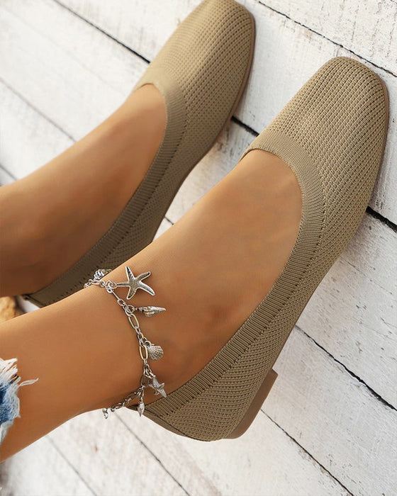 Round toe breathable flat shoes