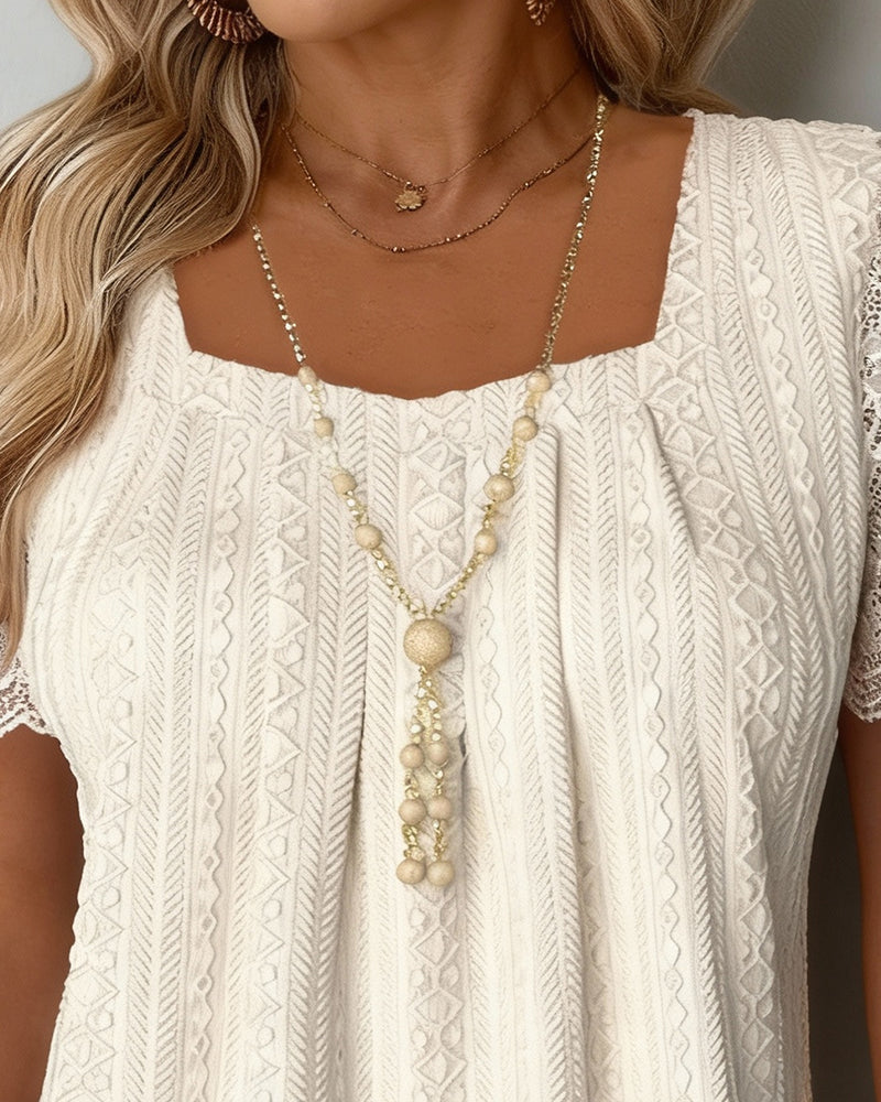 Solid Color Patchwork Jacquard Top