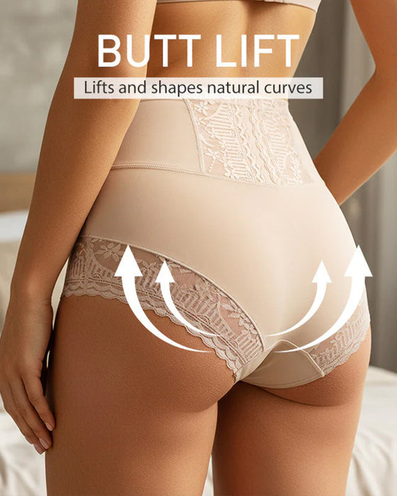 Women's high-waisted lace panties that tighten the tummy and lift the buttocks