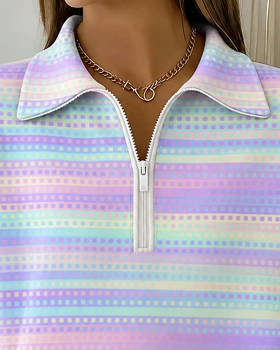 Lapel Long Sleeve Sweatshirt