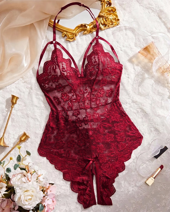 Crotchless Lace One Piece Lingerie