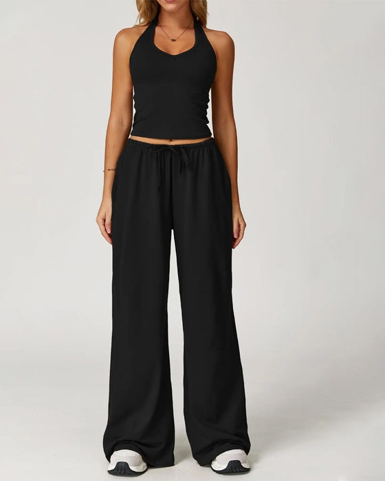 Halter V-Neck Casual Set