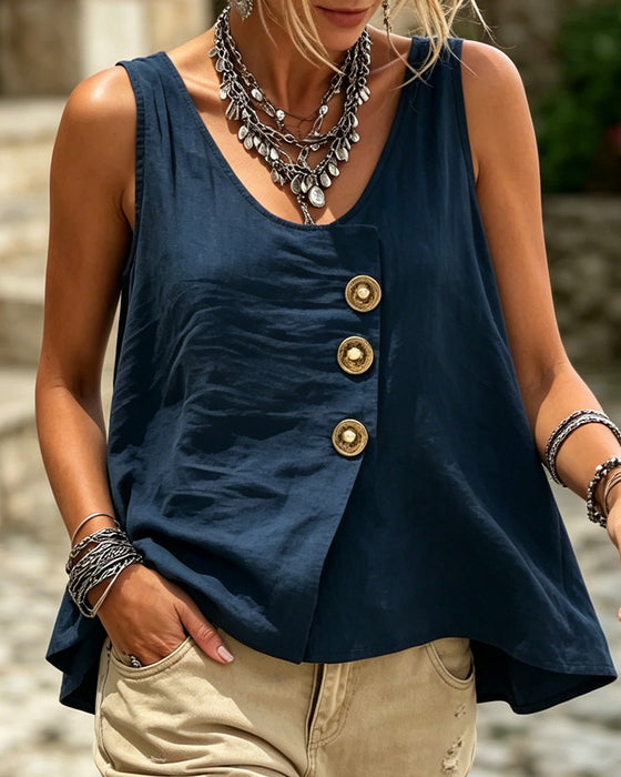 Casual U-Neck Solid Color Tank Top