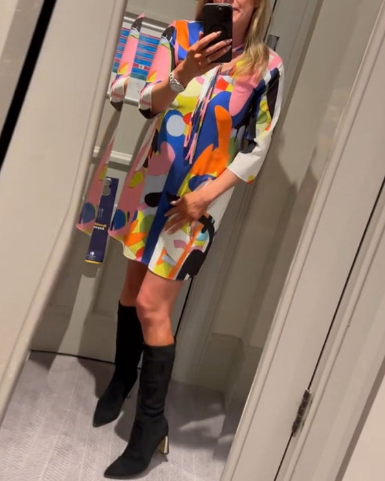 Casual long sleeve printed dress