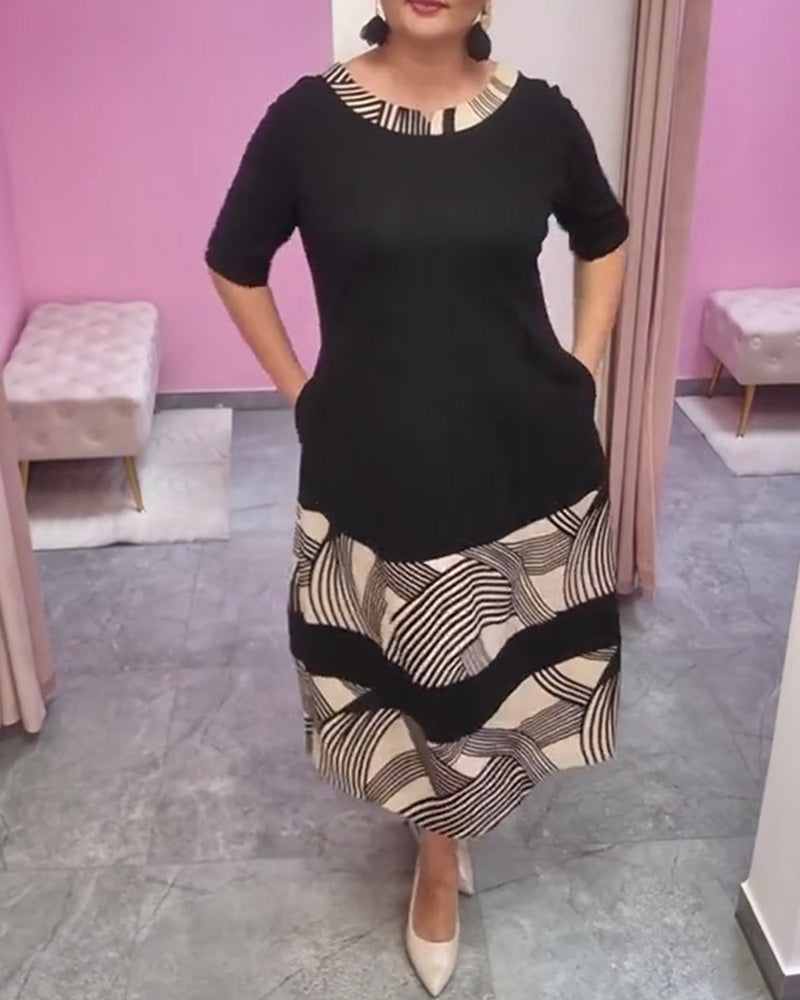 Patchwork Striped Print Dress