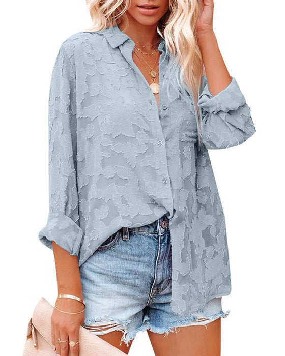 Chiffon Jacquard Sheer Blouse