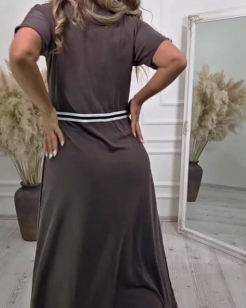 Solid Color Casual Slit Dress