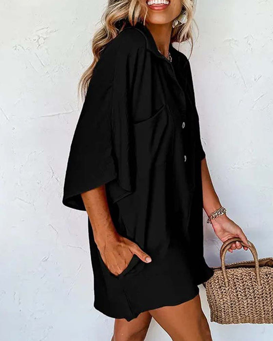 Collared Casual Button Jumpsuit