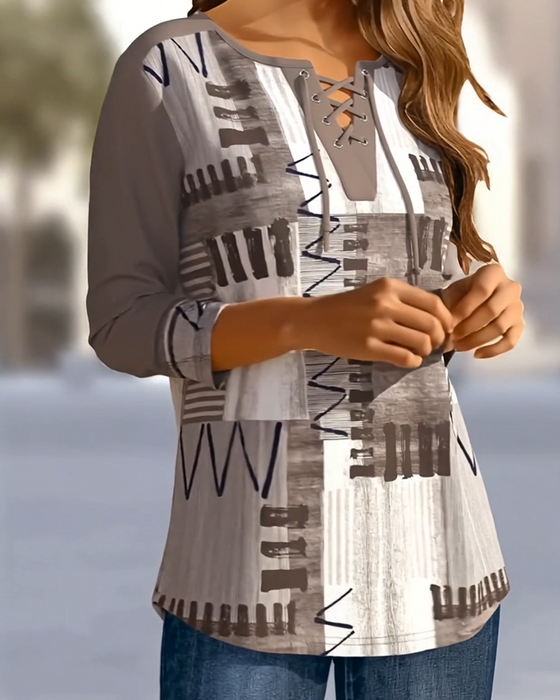 Stylish Criss-Cross Strap Plaid Print Top