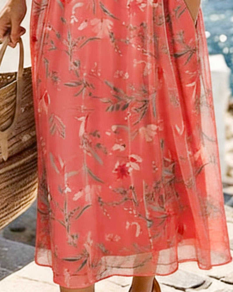 Floral Crew Neck Maxi Dress