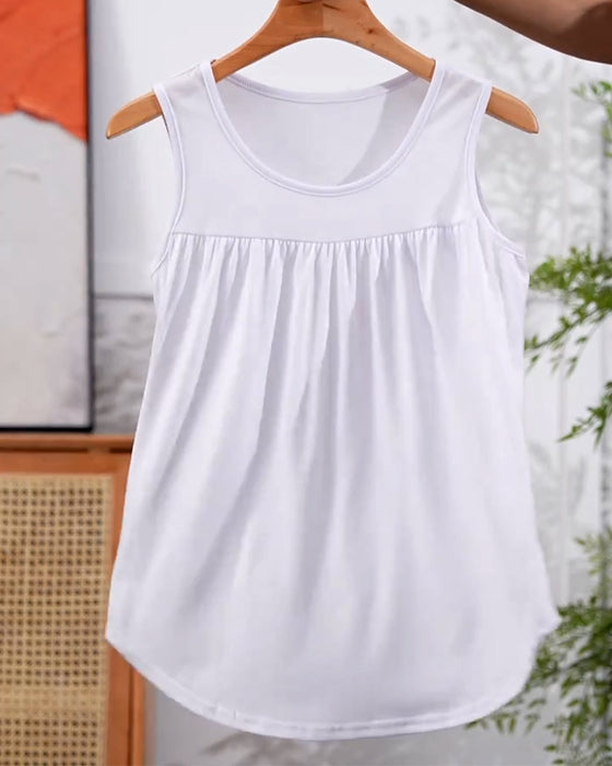 Sleeveless Pleated Loose Vest Three-Piece Set