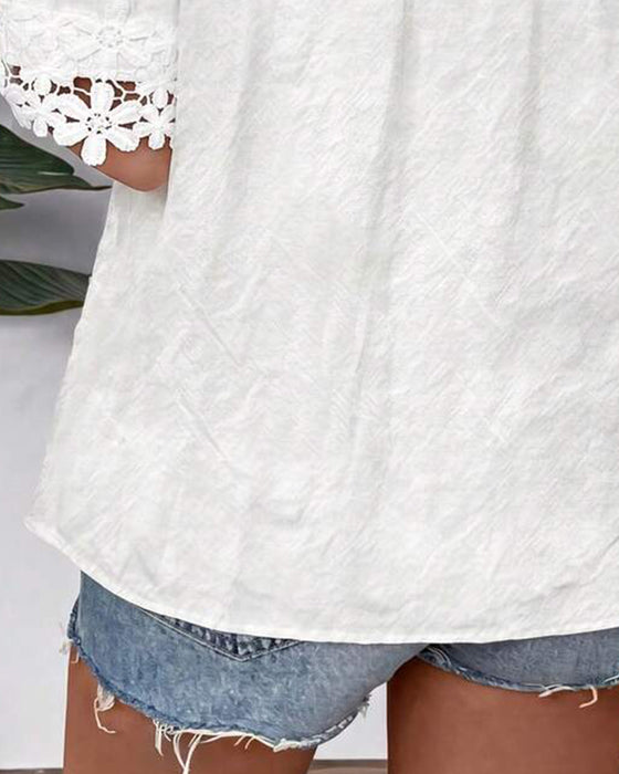 Lace Bardot Short Sleeve Blouse
