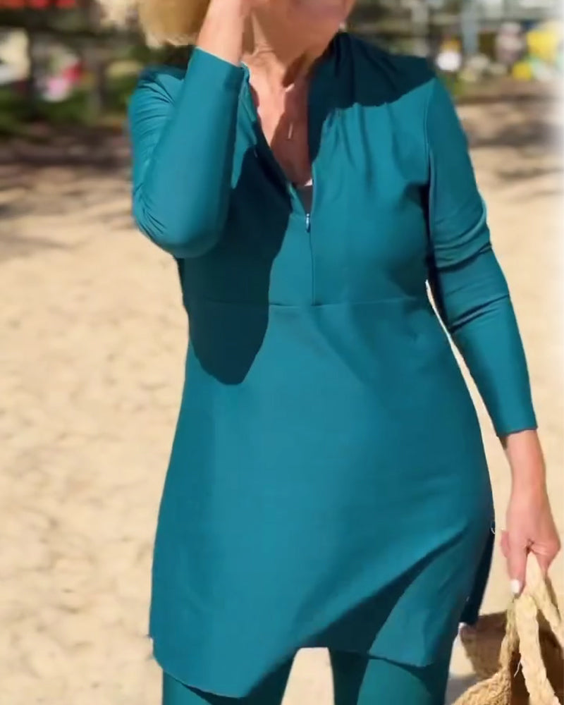 A Long-Sleeve Sun Protection Tankini