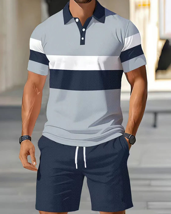 Striped Polo Men's Shorts Set