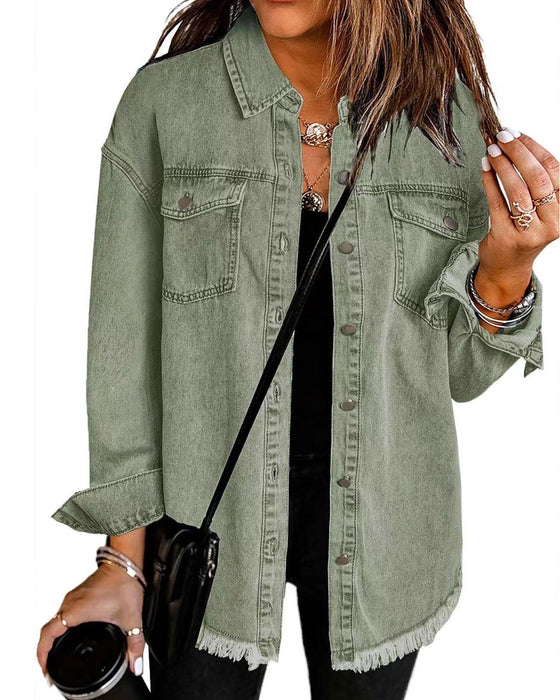Frayed Hem Washed Shirt