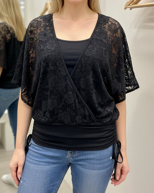 Stylish Batwing Sleeve Solid Color Top