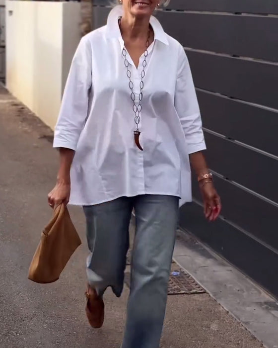 Lapel Long-Sleeved Casual Shirt