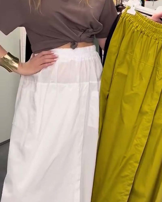 Casual Apron Style Ankle-Length Pants