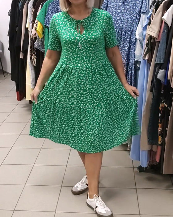 Floral Print Tie Front Dress