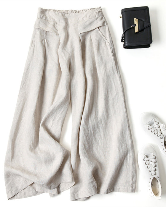 Loose High-Waist Slimming Cropped Pants