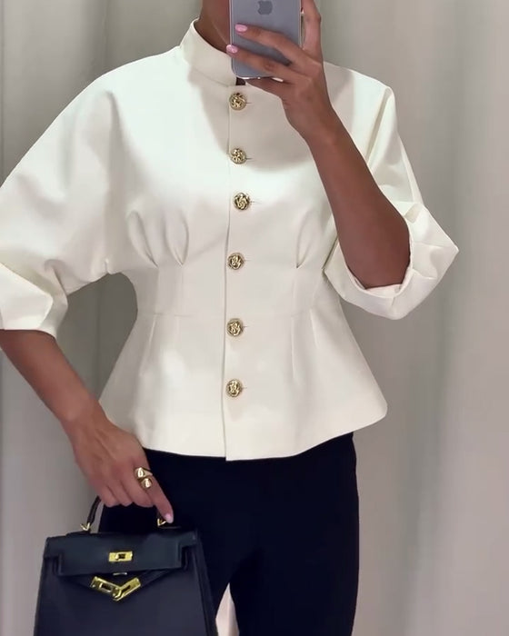 Solid color single-breasted elegant coat