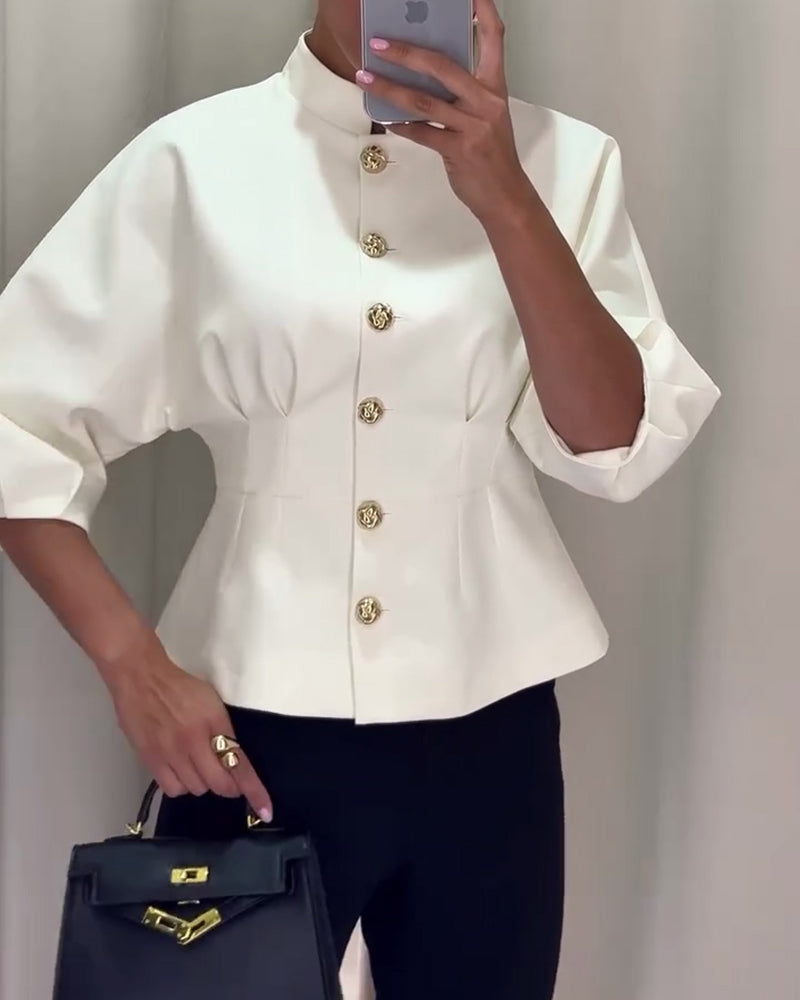 Solid color single-breasted elegant coat