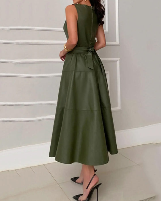 Round Neck Sleeveless A-Line Dress